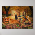 Cats in Autumn Print by aura2000