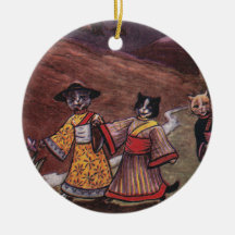 Cats in Kimonos Take Late Night Stroll Christmas Ornament