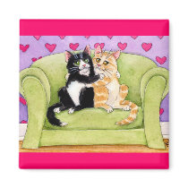 Cats in love cute magnet