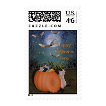 Cats in Pumpkin Halloween Postage stamps