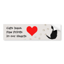 Cats leave paw-prints in our hearts bumper stickers by aura2000 Cats leave paw-prints in our hearts bumper stickers