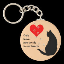 Cats leave paw-prints in our hearts keychains
