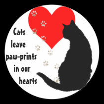 Cats leave paw-prints in our hearts stickers