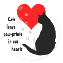Cats leave paw-prints in our hearts stickers