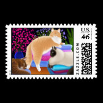 Cats Love Clean Laundry Postage postage