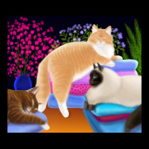 Cats Love Clean Laundry Poster posters