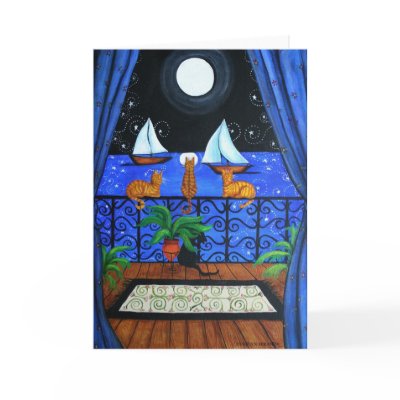 Cats Magical Night Nite Magic greeting card