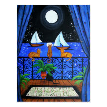 Cats Magical Night Nite Magic Postcards