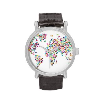 Cats Map of the World Map Wristwatches
