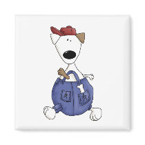 Cats 'n' Dogs · Dog in Overall magnets