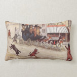 Cats on Coach Race Down High Street Throw Pillow