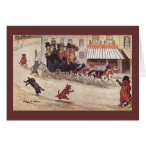 Cats on Coach Race Down High Street Card