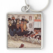 Cats on Coach Race Down High Street Keychain