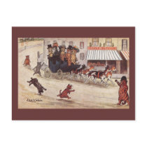 Cats on Coach Race Down High Street Postcard