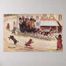 Cats on Coach Race Down High Street Print