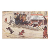 Cats on Coach Race Down High Street Rectangular Sticker