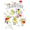 CATS ON FIRE Band Fitted T-shirt by mycatgoma CATS ON FIRE Band Fitted T-shirt