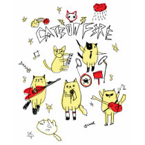 CATS ON FIRE Band Fitted T-shirt