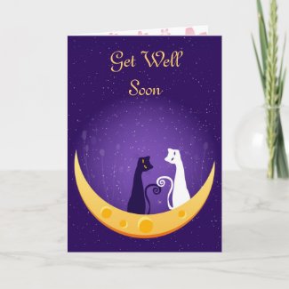 Cats on Moon Greeting Card