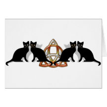 Cats Pentgagram Flame Triquetra Card