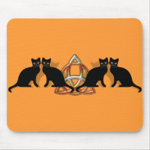 Cats Pentgagram Flame Triquetra Mouse Pad