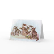 Cats Play Blind Man's Bluff Victorian Trade Card