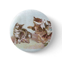 Cats Play Blind Man's Bluff Victorian Trade Card Buttons