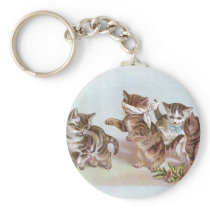 Cats Play Blind Man's Bluff Victorian Trade Card Key Chains