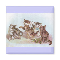Cats Play Blind Man's Bluff Victorian Trade Card Fridge Magnet
