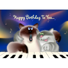 Cats Playing Piano card