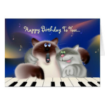 Cats Playing Piano Greeting Cards