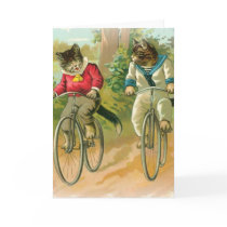 Cats Riding Bikes Greeting Card