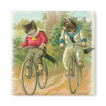 Cats Riding Bikes Refrigerator Magnets