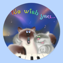 Cats Singing Christmas songs stickers