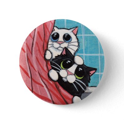 Cat In Shower. Cats Taking A Shower - Cat Art