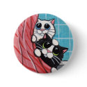 Cats Taking A Shower - Cat Art Button by LisaMarieArt Cats Taking A Shower - Cat Art Button