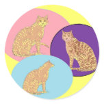 Cats, three, on varios products sticker