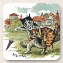 Cats Trade Punches Beverage Coasters