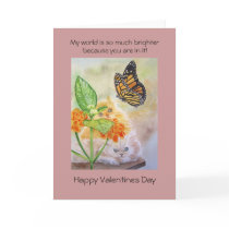 Cats watch butterfly valentine greeting cards
