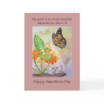 Cats watch butterfly valentine greeting cards