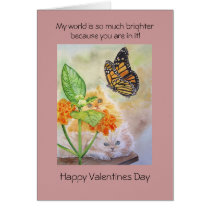 Cats watch butterfly valentine cards