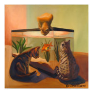 Cats watching Fish print