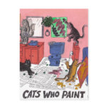 Cats Who Paint, Humorous Art of Cats Painting Postcard