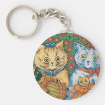 Cats with Dolls Artwork by Louis Wain Key Chain
