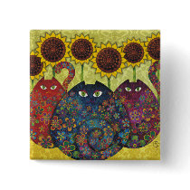 cats with sunflowers buttons by sandygrafik cats with sunflowers buttons