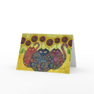 cats & sunflowers card