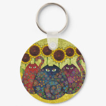 cats with sunflowers keychains by sandygrafik cats with sunflowers keychains