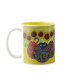 cats with sunflowers mug