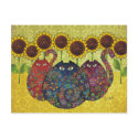 cats with sunflowers postcards