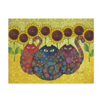 cats with sunflowers postcards by sandygrafik cats with sunflowers postcards